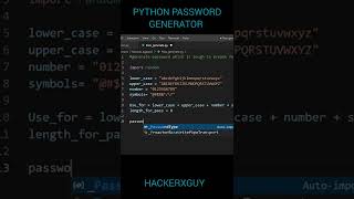 Python Password Generator  Get unhackable passwords with just 5 lines of python shorts hacker [upl. by Maleen]