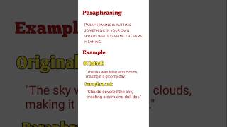 What is Paraphrasing🤔 shortsvideo shorts [upl. by Noterb401]