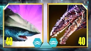 MEGARCHELON MEGALODON HYBRID Vs DUNKLEOSAURUS MOSASAURUS HYBRID  Jurassic World The Game [upl. by Eupheemia]