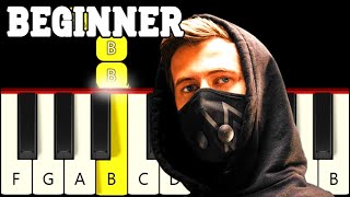 Faded  Alan Walker  Very Easy and Slow Piano tutorial  Only White Keys  Beginner  Complete Song [upl. by Danyelle786]