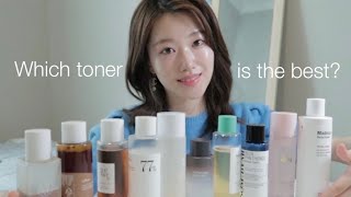 Comparing 🤍10 most trending TONERS🤍 rec for every skin type [upl. by Dnallor]