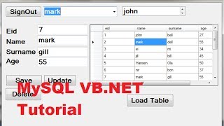 MySQL VBNET Tutorial 13  Display selected row from datagridview to TextBox [upl. by Bolger]