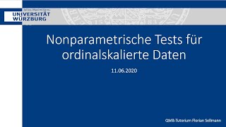 QMB Tutorium SS20 Nonparametrische Tests für ordinalskalierte Daten [upl. by Ahsekat]