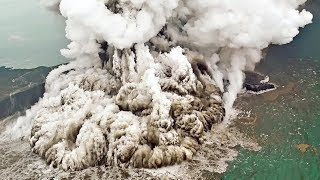 Anak Krakatau Volcano Eruption amp Collapsed in Indonesia Dec 2223 2018 [upl. by Cornie]