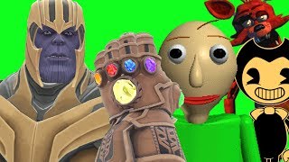 Can Thanos INFINITY GAUNTLET Kill BALDI BENDY amp FOXY in Gmod [upl. by Ecienal551]