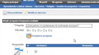Video tutorial Dokeos  Ejercicios herramienta respuesta multiple [upl. by Aikaz878]