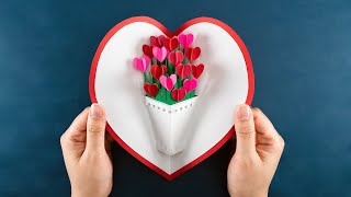 DIY Valentine Pop up Card  3D Heart Pop up Card  Pop Up Card Tutorial Paper Crafts [upl. by Modestine]