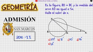 Ejercicios de geometría pre universitaria  UNMSM 2010II  Ejercicios de examen de admisión [upl. by Tenneb25]