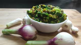 Kandyachi Paat Bhaji  Spring onion vegetable recipe  The Tonpay Recipe [upl. by Eitsim153]