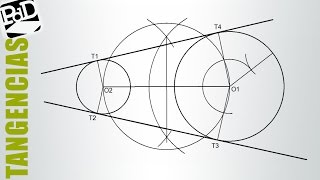 Trazar las rectas tangentes exteriores a dos circunferencias Tangencias [upl. by Eemyaj]