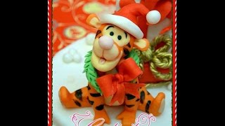 Tutorial Tigro Winnie the Pooh in pasta di zucchero torta natale [upl. by Amehr]