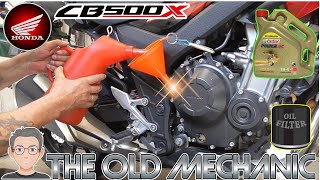 Honda CB500X OIL amp OILFILTER CHANGE 👨‍🔧🏍 WHAT TO LOOK FOR [upl. by Nivrad]