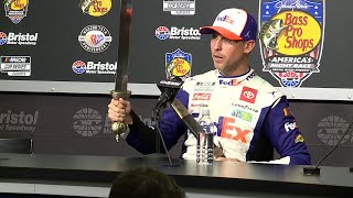 DENNY HAMLIN WINS BRISTOL NIGHT RACE  POST RACE INTERVIEW [upl. by Notwen]