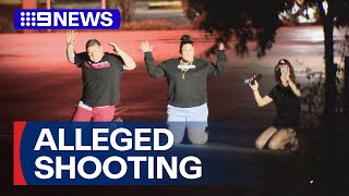 Police arrest three people after alleged suburban shooting  9 News Australia [upl. by Akcimehs]