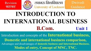 1 introduction to international business bcom introduction to international business in hindi lu [upl. by Trefler405]