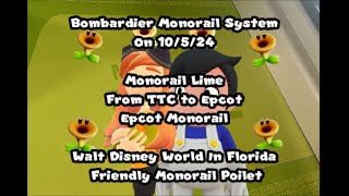 Bombardier Monorail Lime From TTC To Epcot In Walt Disney World In Florida [upl. by Elag881]