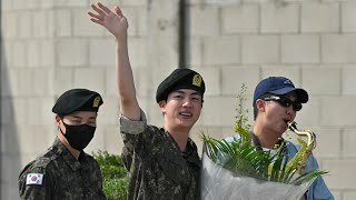 BTS star Jin finishes South Korean military service  AFP [upl. by Eiramave]