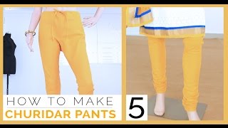 Class 32  Part 5 Easy DIY Churidar  gathering Pants measurement draft cut and stitch [upl. by Disario]