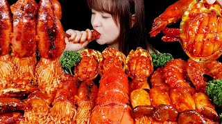 JAPONESA COMENDO FRUTOS DO MAR PICANTE LAGOSTA CAMARÃO POLVO LULA E COGUMELOS ASMR DE COMIDA [upl. by Malo]