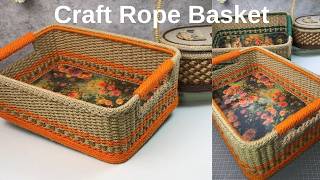 How to craft large basket with juty rope craft diy handmade [upl. by Mitzl]