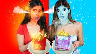 BURNING HOT vs FREEZING COLD Food Challenge [upl. by Ilarrold]