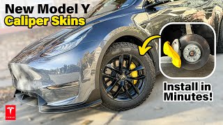 New Tesla Model Y3 Brake Caliper Skins  Change your Caliper Color in Minutes tesla [upl. by Farrish]