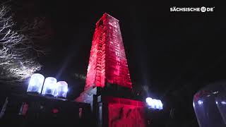 Lichtshow zu Silvester auf dem Windberg in Freital [upl. by Yennep]