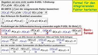 Differentialgleichungen ►Integrierender Faktor 2 ►Allgemeine Formel für den IFaktor herleiten [upl. by Atoiganap600]