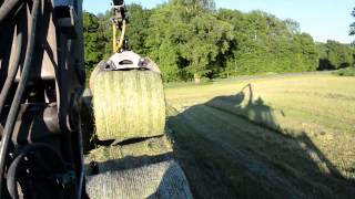 Silage 2015 using cranes to forward bales with Valtra [upl. by Odeen]