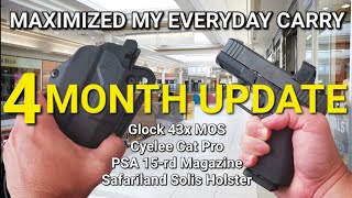 FOUR MONTHS with the Glock 43x MOS Cat Pro Micro Dagger Magazine Safariland Solis Holster G48 [upl. by Cheffetz]