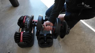 See how the Bowflex SelectTech 552 Adjustable Dumbbells Work [upl. by Sheena225]