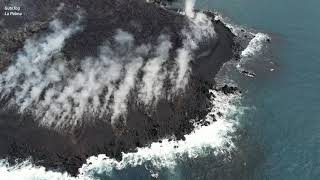 La Palma Drone The newest lava delta to the north Lava entered ocean here last week 301121 4K [upl. by Acisej]