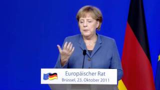 Merkel  Sarkozy press conference  Brussels 23 Oct 2011 GermanFrench no subs [upl. by Stalk962]