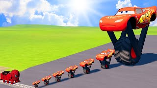 TRANSPORTING PIXAR CARS amp FRUITS WITH COLORED amp JOHN DEERE vs CLAAS vs TRACTORS  BeamNGdrive 962 [upl. by Htrahddis]