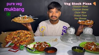 VEG STOCK PIZZA CRUNCHY MOMO OR SPRING ROLL FULL SPICY CHOW MEIN PANEER TIKKA VEG BURGER asmr [upl. by Ermine]