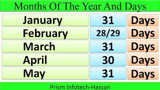 Months Name In English  Months and Days [upl. by Ellainad]