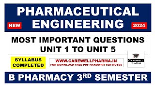 Pharmaceutical Engineering 3rd Semester Important Questions  B Pharmacy 3rd Semester  C Pharma [upl. by Fredel]