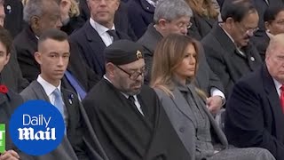 Donald Trump stares at King of Morocco during Armistice event [upl. by Ydnim]