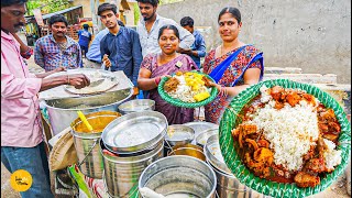 Two Hardworking Sister Selling Cheapest Unlimited 5 In 1 Non Veg Thali Rs 80 Only l Hyderabad Food [upl. by Eicyak]