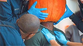 Halloween Fail Head Stuck in Pumpkin  911 [upl. by Ymme505]