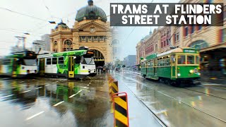 Trams at Flinders Street Station  July 2024 [upl. by Eartnoed256]