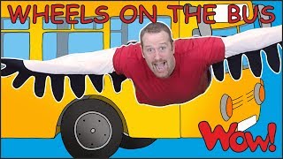 Wheels On The Bus Go with Steve and Maggie  Learn Free Speaking with Wow English TV [upl. by Labinnah]