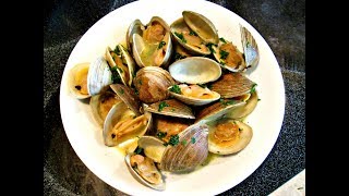 Steamed Clams  Cooking Live Littleneck Clams to perfection in 10 minutes  PoorMansGourmet [upl. by Nahallac467]