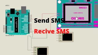 Send and Recive SMS using GSM module with arduino on proteus software  with source code  2024 [upl. by Yelkreb]