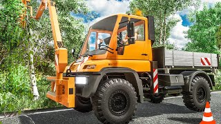 Straßenmeisterei Simulator 2 Bäume zurückschneiden im Unimog  Alltag der Straßenmeisterei [upl. by Nosae]