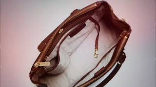 Micheal Kors Sutton Medium Saffiano Leather Satchel Brown [upl. by Tavy]