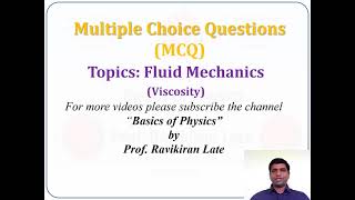 MCQ Viscosity Fluid Mechanics Properties of Matter MHTCET NEET IITJEE IITJAM [upl. by Eiramrefinnej]