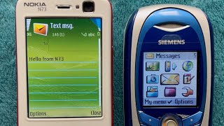 Sending SMS from Nokia N73 to Siemens C65 and back [upl. by Grimes]