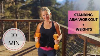 10 MIN TONED ARMS WORKOUT WITH WEIGHTS STANDING PILATES ARMS  Biceps  Triceps  Shoulders  Chest [upl. by Bonny]