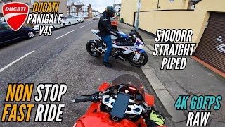 Riding with Londons Loudest Straight piped BMW S1000RR  DUCATI PANIGALE V4S  London City VLog [upl. by Convery374]